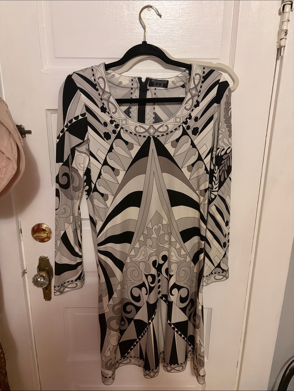 Vintage Averardo Bessi Geometric Print Long Sleeve Dress size 8